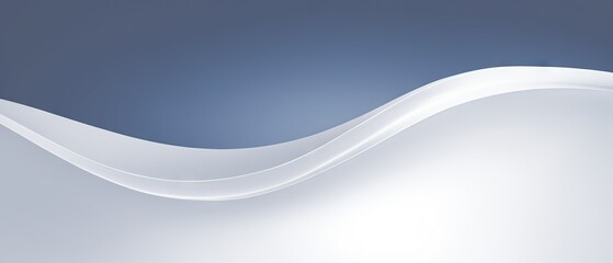 Minimalist abstract white wave with a smooth gradient from dark blue to white