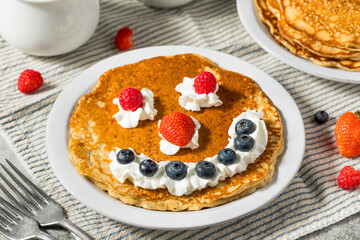 Sweet American Smiley Face Breakfast Pancakes