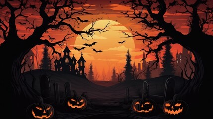 Fototapeta premium Dark Halloween Background with Generous Copy Space