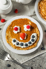 Sweet American Smiley Face Breakfast Pancakes