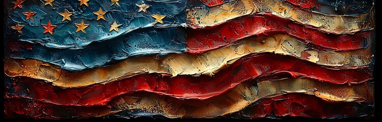 a close up of the american flag in natural light, in the style of textured canvas, poster, lightbox. Generative AI