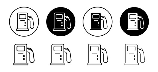 Fuel pump vector icon set collection. Fuel pump Outline flat Icon.