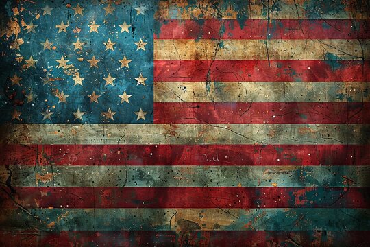 american flag, in the style of expressive texture, vignetting, darktable processing. Generative AI