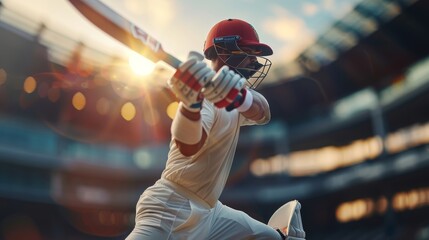 Stylish cricket shots showcasing precision and style in close up images, with space for text. - obrazy, fototapety, plakaty
