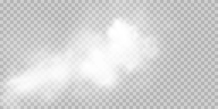 Fog or smoke isolated transparent special effect. White vector cloudiness, mist or smog background. Vector illustration