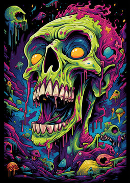 zombie head drawing