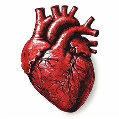 red human heart icon isolated on white background, in the style of graphical, shaped canvas. Generative AI