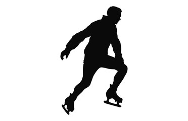 Fototapeta na wymiar A Male Figure Skater black Vector, Man Figure Ice Skating Silhouette isolated on a white background