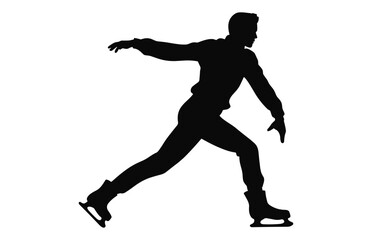 A Male Figure Skater black Vector, Man Figure Ice Skating Silhouette isolated on a white background