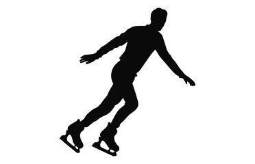Fototapeta na wymiar A Male Figure Skater black Vector, Man Figure Ice Skating Silhouette isolated on a white background