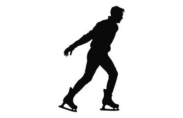 Fototapeta na wymiar Male Figure Skater Silhouette Vector isolated on a white background, A Man Figure Ice Skating black clipart