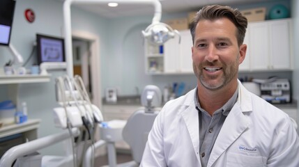 Dentist Creating Smiles with Gentle Expert Care: Portrait of a Professional Providing Dental Services with Care and Precision