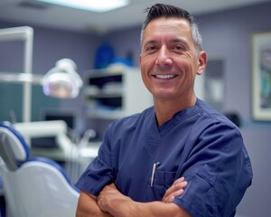Dentist Creating Smiles with Gentle Expert Care: Portrait of a Professional Providing Dental Services with Care and Precision - Powered by Adobe