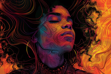 Fototapeta premium Capturing the Essence Illustration of Naomi, Vibrant and Dynamic Portrait