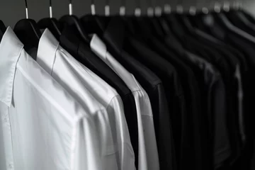 Fotobehang a row of black and white shirts © Dogaru