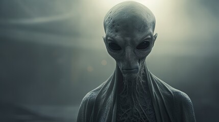 Alien Standing in Dark Room