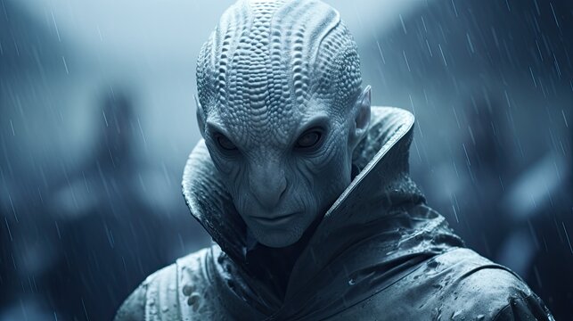 Man in Star Wars Outfit Standing in Rain