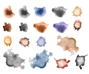 A collection of fine natural stains, mottles and blots in color and black and white - 752432978