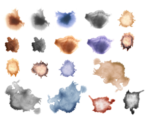 A collection of fine natural stains, mottles and blots in color and black and white