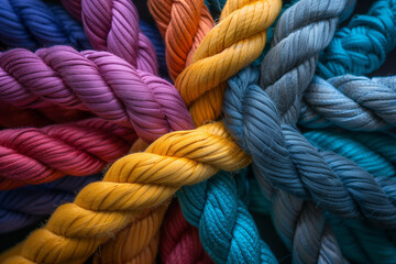 Strength in Unity Diverse Team Ropes Symbolizing Partnership, Communication, and Support