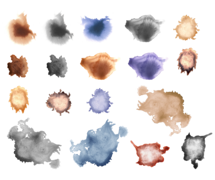 A collection of fine natural stains, mottles and blots in color and black and white