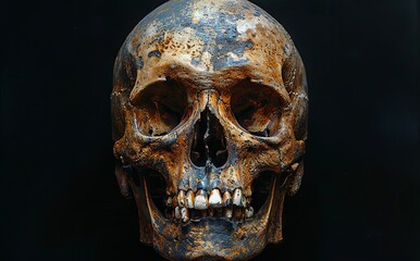 human skull, in the style of photographically detailed portraitures, frontal perspective, white background. Generative AI
