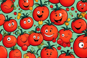 tomato background, Enter the whimsical world of cartoons with a delightful depiction of a tomato adorned with an emotive face