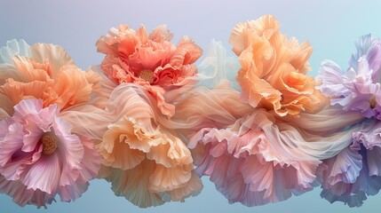 Pastel peach, coral, and sky blue blend in abstract spring background for a calming composition.