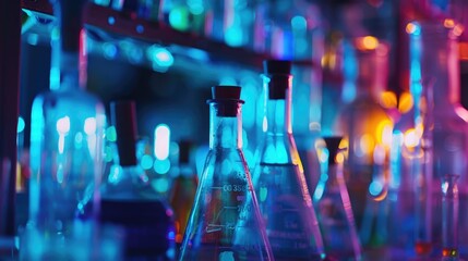 Laboratory Research - Scientific Glassware For Chemical Background, vibrant colors  