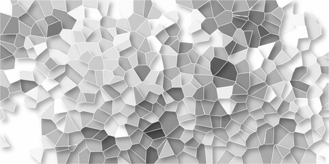 Light gray and white Broken Stained Glass Background with White lines. Voronoi diagram background. Seamless pattern with 3d shapes vector Vintage Illustration background. Geometric Retro tiles pattern
