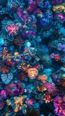 Naklejka na ściany i meble Background Texture Pattern in the Style of Ocean Floor Mosaic - Mosaic textures that depict the diverse and colorful life on the ocean floor created with Generative AI Technology