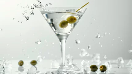 Fotobehang glass of martini with olives cocktail drink © antkevyv
