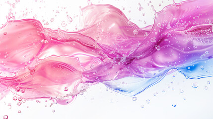 Splashes of water in pastel colors on white background. Creative wallpaper.