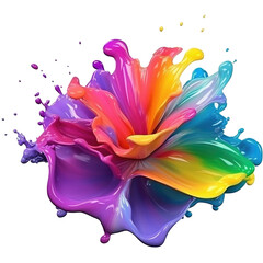 Rainbow colorful paint splash splatter illustration on transparent background