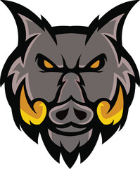 Pig logo Design. Pig Icon, Brave Pig Face vector template. Pig Head design for Logo, Poke hotel icon, Sport Team logo design, Vector Template Illustration. Mascot Brave Animal Logo design for graphic