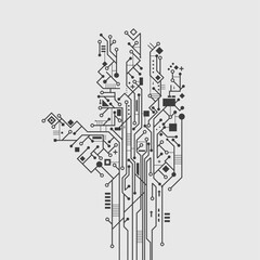artistic computer circuit hand