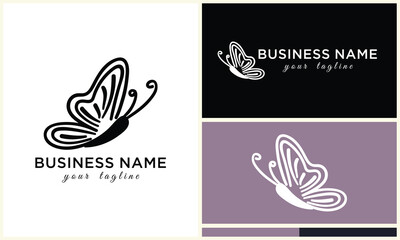 butterfly line vector logo template