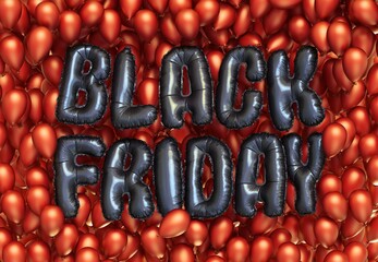 Black and red foil balloons Black Friday concept