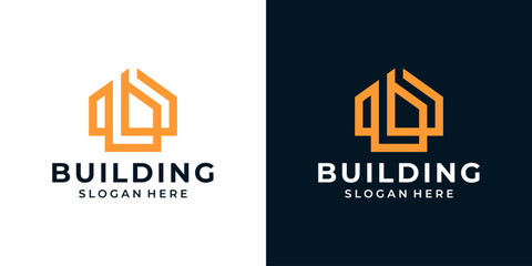 Obraz premium Modern house logo design template. Home building with initial letter b graphic design illustration. icon, symbol, creative.