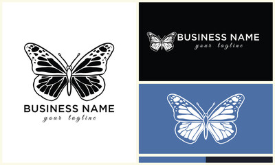 butterfly line vector logo template