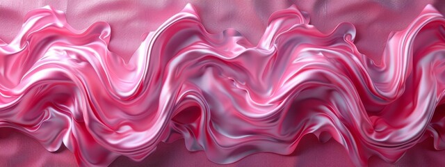 Fototapeta premium Close Up of Pink Fabric With Wavy Lines