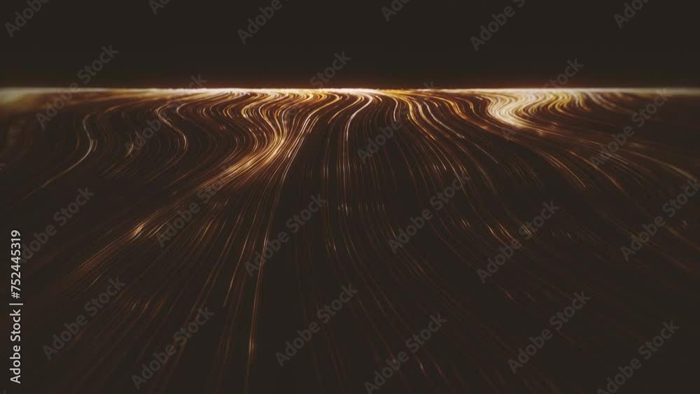 Poster gold streaming lines background/ animation of an abstract background of flowing and streaming light 
