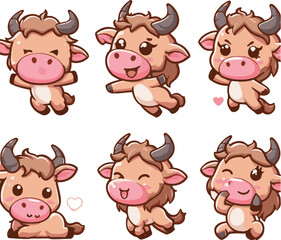 set of funny cows sticker