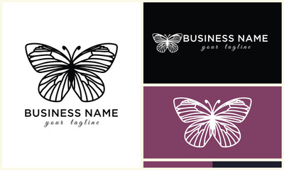 butterfly line vector logo template