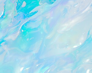 Fototapeta na wymiar Ethereal aqua fluidity with iridescent pearl accents