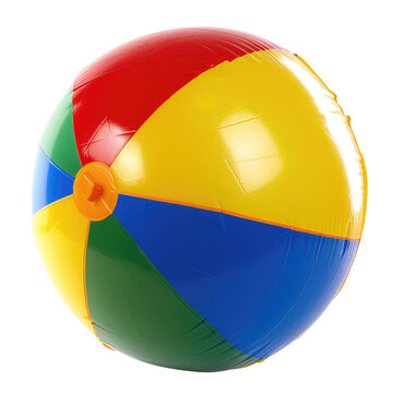 Vibrant Inflatable Beach Ball PNG, Transparent Image without background, Concept of summertime play and family fun outdoors
