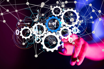 Neural network 3D illustration. Big data and cybersecurity