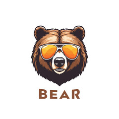 Creative Polar Bear with sun glass Logo Mascot. Esports gaming emblem of Bear, Sports Team emblem, Bear logo.