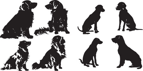 A Set of Silhouette Dog Vector collection illustration