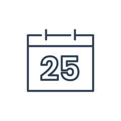 25 Calendar Icon, 25 Date Icon for Appointment Line icon